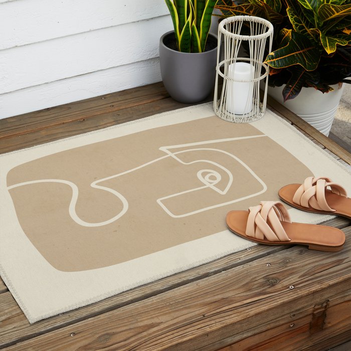 Abstract line art / Face 7 Outdoor Rug Gallery Image 2