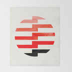 Minimalist Mid Century Circle Frame Vermillion Red Zig Zag Colorful Lightning Bolt Geometric Pattern Throw Blanket Gallery Image 2