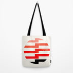 Minimalist Mid Century Circle Frame Vermillion Red Zig Zag Colorful Lightning Bolt Geometric Pattern Tote Bag Gallery Image 2