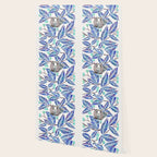 Happy Sloth - Tropical Blue Leaves Wallpaper Gallery Image 2