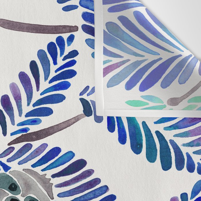 Happy Sloth - Tropical Blue Leaves Wall Tapestry Gallery Image 3