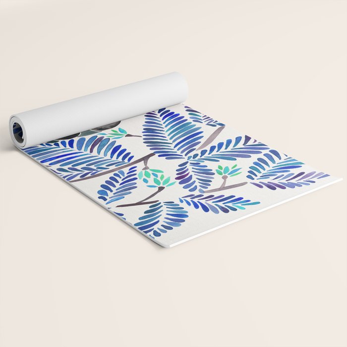 Happy Sloth - Tropical Blue Leaves Yoga Mat Gallery Image 2