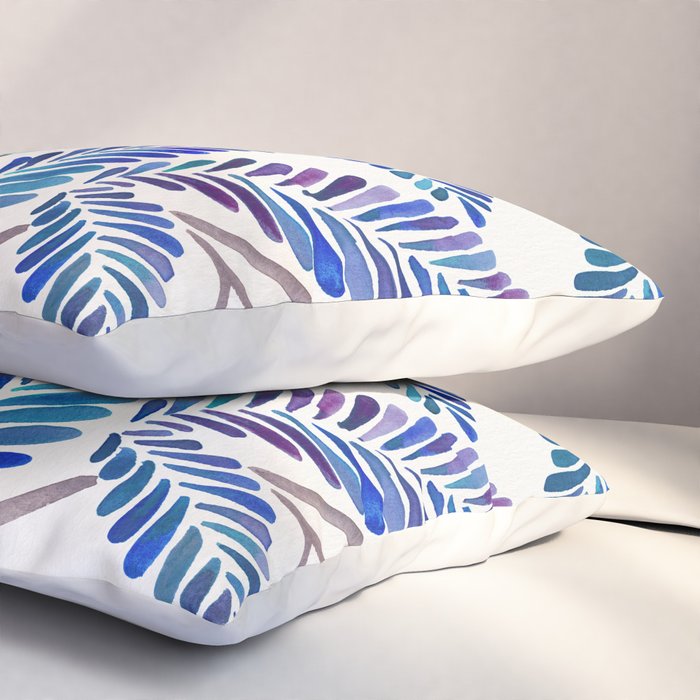 Happy Sloth - Tropical Blue Leaves Pillow Sham Gallery Image 3