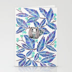 Happy Sloth - Tropical Blue Leaves Stationery Card Gallery Image 2