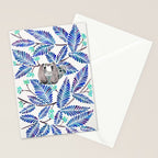 Happy Sloth - Tropical Blue Leaves Stationery Card Gallery Image 2