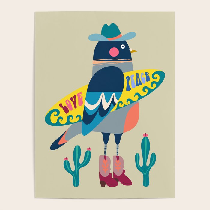 Surf Pigeon Poster Gallery Image 1
