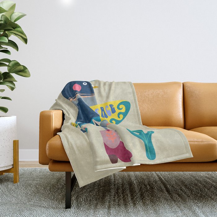 Surf Pigeon Throw Blanket Gallery Image 1