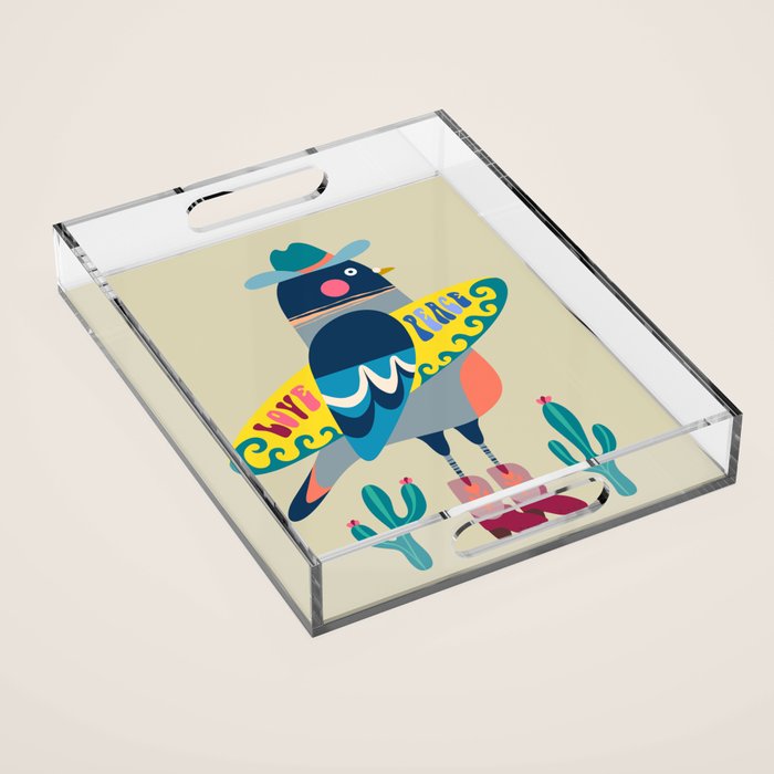 Surf Pigeon Acrylic Tray Gallery Image 1