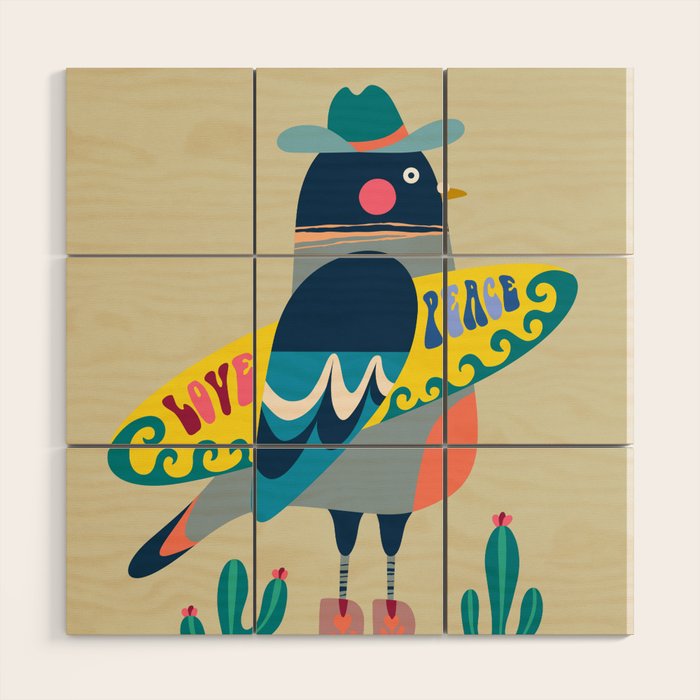 Surf Pigeon Wood Wall Art Gallery Image 1