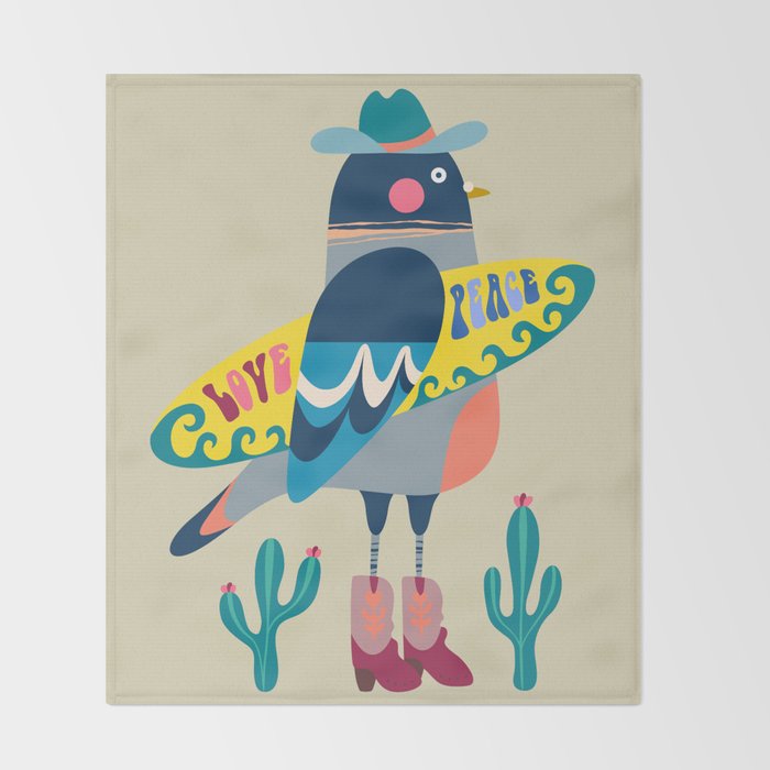 Surf Pigeon Throw Blanket Gallery Image 2