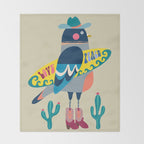 Surf Pigeon Throw Blanket Gallery Image 2