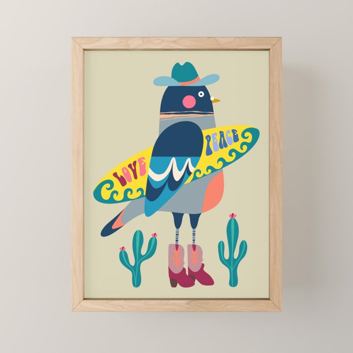 Surf Pigeon Mini Art Print Gallery Image 1