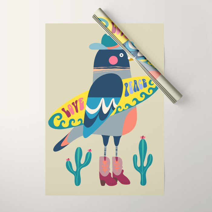 Surf Pigeon Wrapping Paper Gallery Image 1