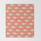 Sleepy Fish in Coral Blush Throw Blanket Gallery Image 2