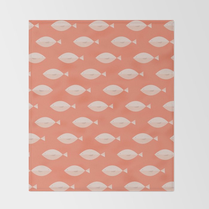 Sleepy Fish in Coral Blush Throw Blanket Gallery Image 2