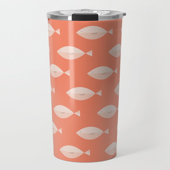 Sleepy Fish in Coral Blush Travel Mug Gallery Image 1