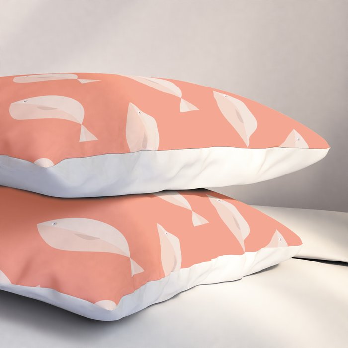 Sleepy Fish in Coral Blush Pillow Sham Gallery Image 3