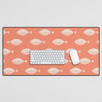 Sleepy Fish in Coral Blush Desk Mat Gallery Image 1