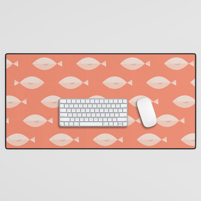 Sleepy Fish in Coral Blush Desk Mat Gallery Image 1