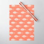 Sleepy Fish in Coral Blush Wrapping Paper Gallery Image 1