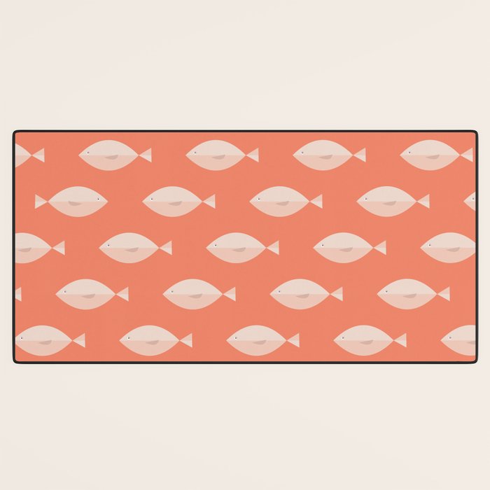 Sleepy Fish in Coral Blush Desk Mat Gallery Image 3