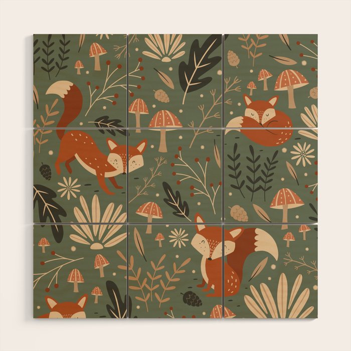 Wild Foxes Wood Wall Art Gallery Image 1
