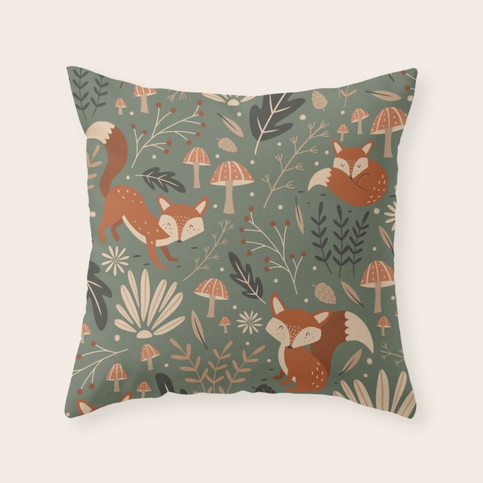 Wild Foxes Throw Pillow Gallery Image 6