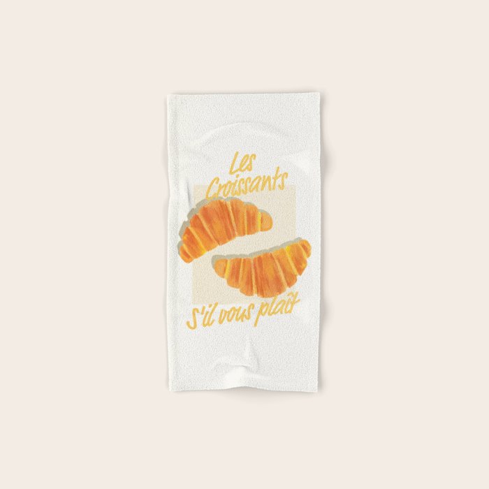 Croissants: Vintage Retro French Brunch Bakery Cafe Art Bath Towel Gallery Image 1