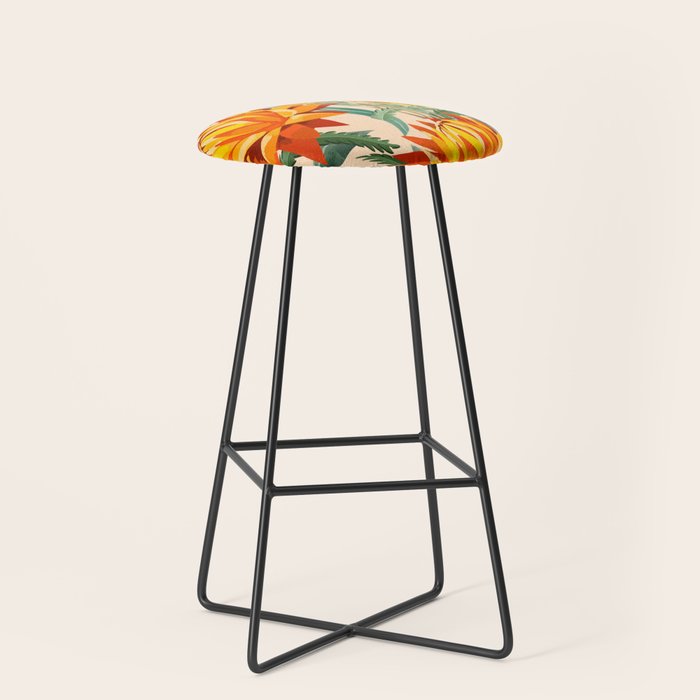 Botanical Australian natives orange on peach Stool Gallery Image 1