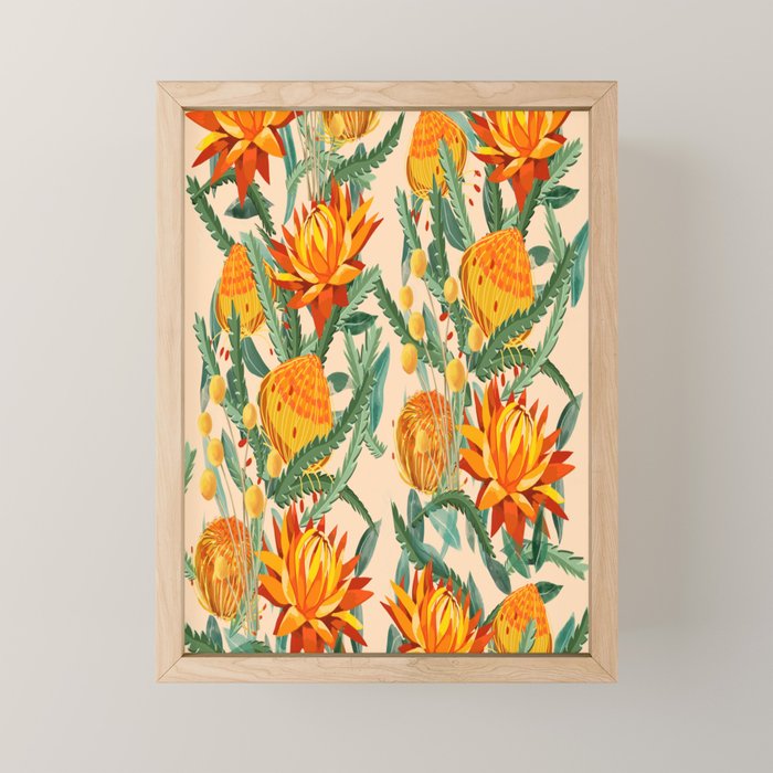 Botanical Australian natives orange on peach Mini Art Print Gallery Image 1