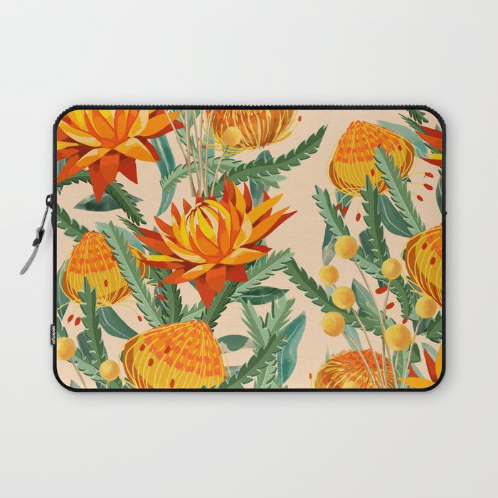 Botanical Australian natives orange on peach Laptop Sleeve Gallery Image 1