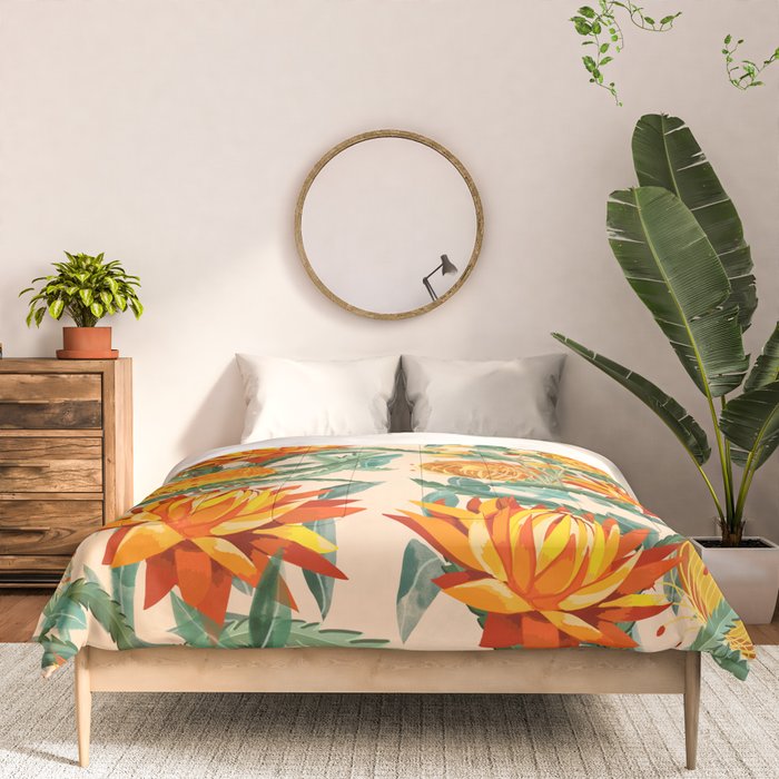 Botanical Australian natives orange on peach Comforter Gallery Image 3