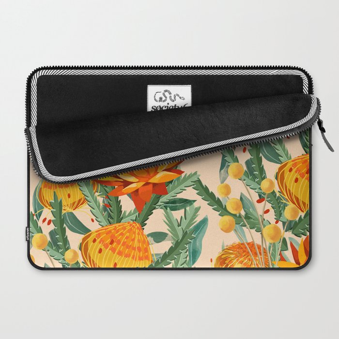 Botanical Australian natives orange on peach Laptop Sleeve Gallery Image 2