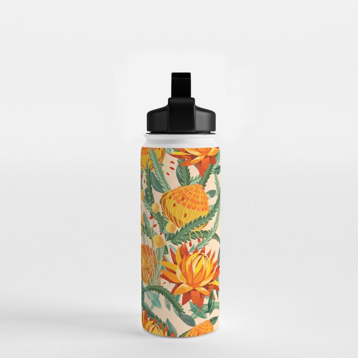 Botanical Australian natives orange on peach Water Bottle Gallery Image 2