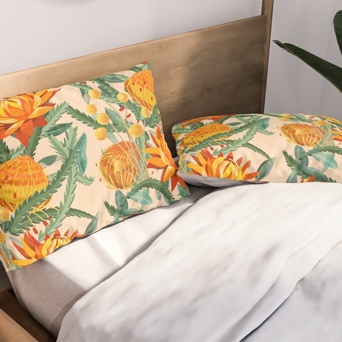 Botanical Australian natives orange on peach Pillow Sham Gallery Image 2