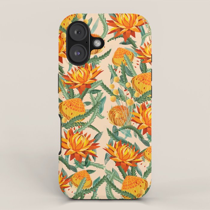 Botanical Australian natives orange on peach iPhone Case Gallery Image 1