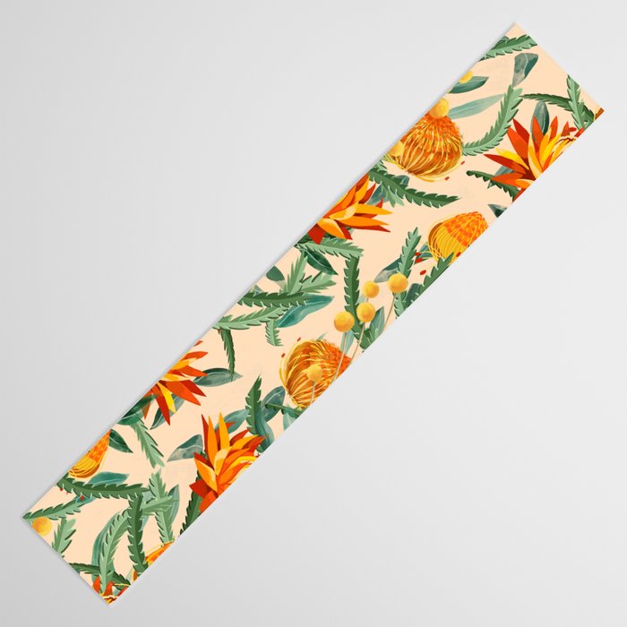 Botanical Australian natives orange on peach Table Runner Gallery Image 3