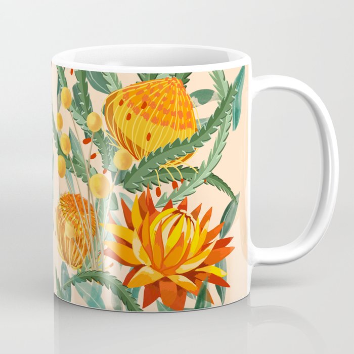 Botanical Australian natives orange on peach Coffee Mug Gallery Image 1