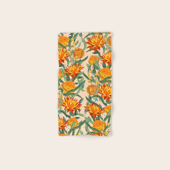Botanical Australian natives orange on peach Bath Towel Gallery Image 1
