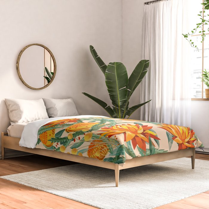 Botanical Australian natives orange on peach Comforter Gallery Image 2