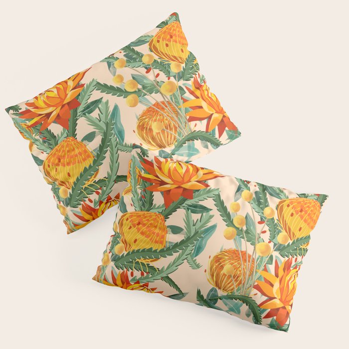Botanical Australian natives orange on peach Pillow Sham Gallery Image 1