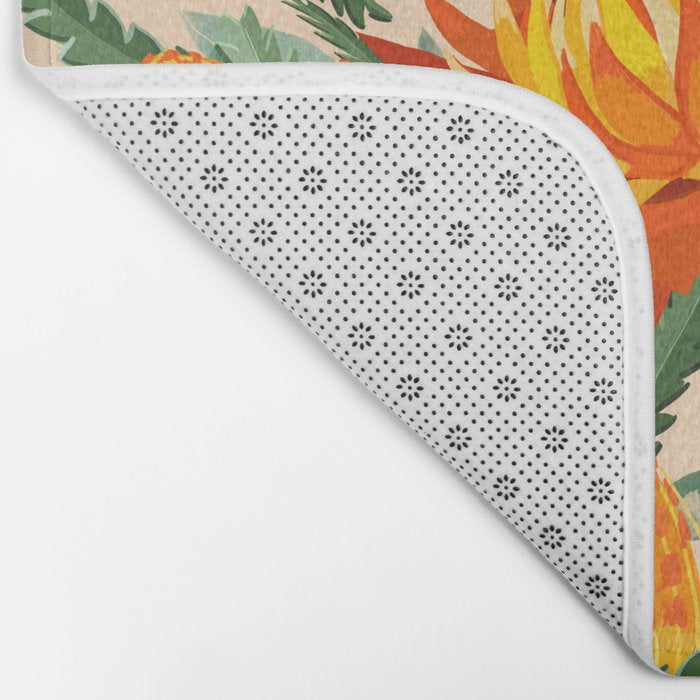 Botanical Australian natives orange on peach Bath Mat Gallery Image 2