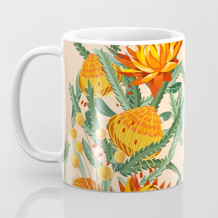 Botanical Australian natives orange on peach Coffee Mug Gallery Image 3