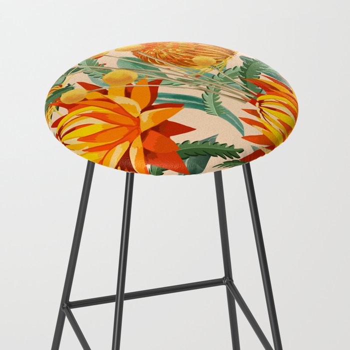 Botanical Australian natives orange on peach Stool Gallery Image 2