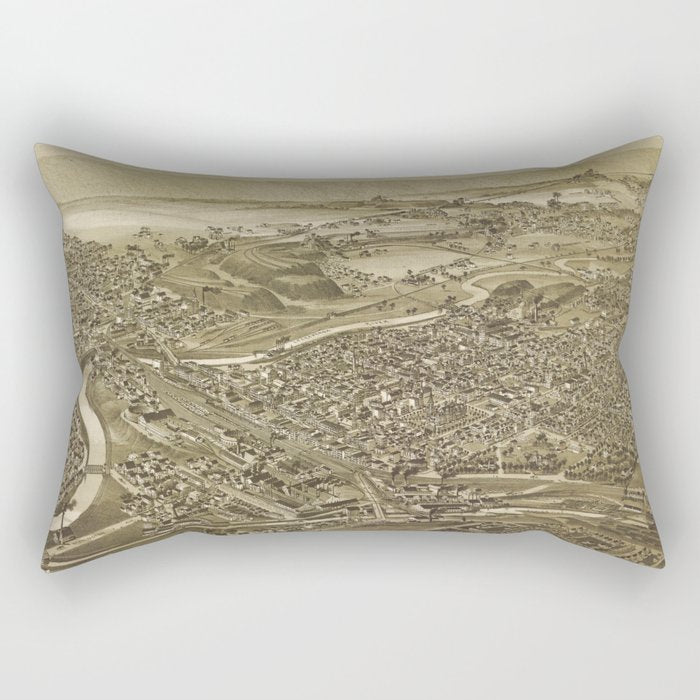 Vintage Pictorial Map of Scranton PA (1890) Rectangular Pillow Gallery Image 1