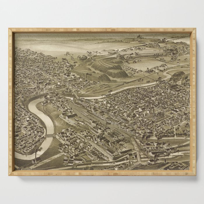 Vintage Pictorial Map of Scranton PA (1890) Serving Tray Gallery Image 1