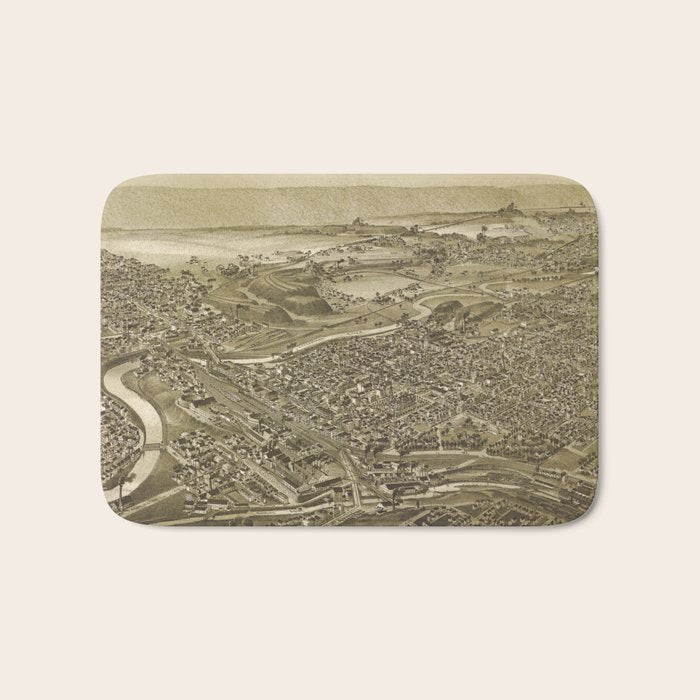 Vintage Pictorial Map of Scranton PA (1890) Bath Mat Gallery Image 1