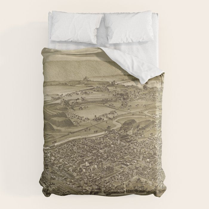 Vintage Pictorial Map of Scranton PA (1890) Duvet Cover Gallery Image 6