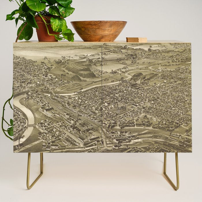 Vintage Pictorial Map of Scranton PA (1890) Credenza Gallery Image 1