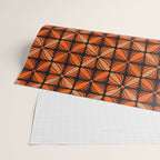 Retro 70s square mod flowers orange brown Wrapping Paper Gallery Image 2